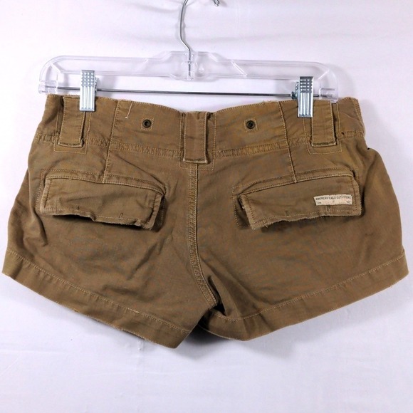 Vtg American Eagle Womens 2 Cargo Shorts Cotton Khaki Brown Low Rise Utility Y2K - Picture 12 of 14
